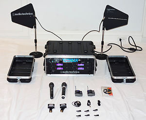 4 Audio Technica AEW-R4100 Wireless Mics, Mackie Onyx 1620 Mixer,4  JBL speakrs