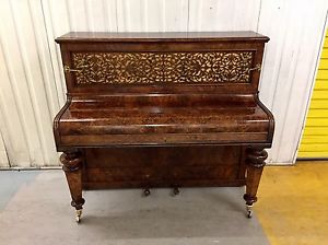 Broadwood Antique Upright Pianoforte With A Stunning Burr Walnut Case C.1866