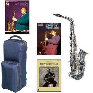 Virtuoso Series Professional Silver Plated Alto Saxophone Deluxe w/3 Pack of Legends books: Best of John Coltrane, Sonny Collins & Grover Washington Jr.