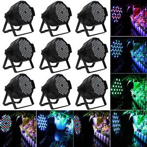 9PCS 54W RGBW LED Par Stage Light DMX512 Laser Projector Lighting Party DJ Disco