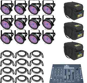 SLIM PACK 56 DOZEN SPECIAL 12 LED Up Lights cables, bags, controller FREE SHIP