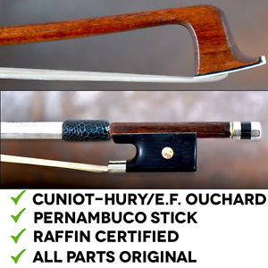 French violin bow Cuniot-Hury - Raffin certified - 1900 year - pernambuco