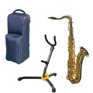 Virtuoso Series Professional Gold Plated Tenor Saxophone Deluxe w/Hercules Sax Stand with Bag