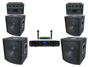 Complete 5000 Watt Pro DJ System! Speakers! Subwoofers! Amplifier! Wireless Mic!