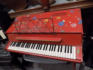 Early 1960s Wurlitzer Model 12 Electric Piano ORANGE & FLOWERS REFIN vintage USA