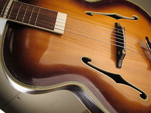 ♫ MAX ZIMMER MEISTERGITARRE für MIGMA, Vintage Jazzgitarre german carve (~Roger)