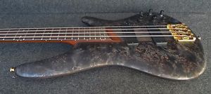 IBANEZ SR800-BIF 4 STRING ELECTRIC BASS Black Ice Flat Poplar Burl top Bartolini
