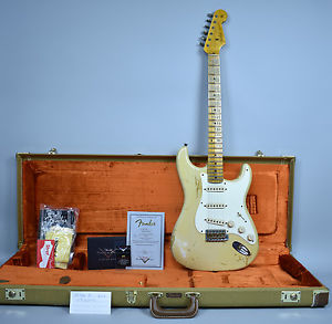 2009 Fender '57 RI Stratocaster Guitar Olympic White Custom Shop Relic wOHSC