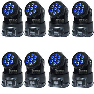 8PC 7X10W LED Moving Head Stage Lighting Spot mini DMX Light party DJ Club Light
