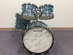 1972 Ludwig 3-ply Drumkit Blue Oyster (Bowling Ball) Shell Pack Refurbished