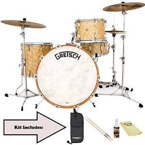 Gretsch USA Broadkaster Series 4 Piece Drum Shell Pack, Antique Pearl Nitron
