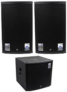 Package: (2) Presonus ULT15 15" 1300 Watt Bi-amped Active PA Speakers + Presonus ULT18 18" 2000 Watt Powered Subwoofer In Wood Cabinet