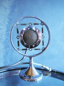 Vintage 1920's RARE Lifetime Corp model 50 spring microphone w desk stand old