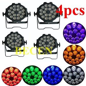 4pcs 18x18W  RGBWA UV 6in1 LED PAR64 DMX512 Stage Light DJ Bar Light Home Party