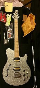 Ernie Ball Music Man Super Sport Axis Semi Hollow Body with Piezo Silver Sparkle