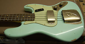 2016 Fender Custom Shop 60 Jazz Bass Relic Surf Green Matching Peg Gold Hardware