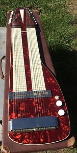 Vintage Rellog Gitona Double Lap Steel Guitar Cherry Red In Case