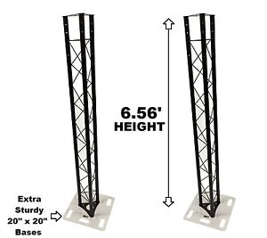 Two (2) Totem 2m 6.56ft Black Triangle Metal Truss Tower + Base Vertical System