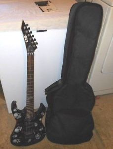 ESP LTD ELECTRIC ACOUSTIC GUITAR SKULLS BLACK M-200SR SOFT CASE PICK SKULL STRAP
