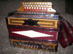 Vintage Anton Mervar Cleveland 3 Row Diatonic Button Box Accordion C-F-Bb