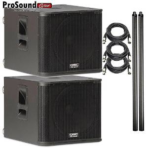 (Pair) QSC KW181 1000 Watts Powered Subwoofer - Free KW181 Poles and 3 XLR cables (ProSoundGear) Authorized Dealer