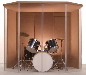 Drum Booth - Drum Enclosure - Drum Shield "Silencer" Studio 6 Mocha with Door