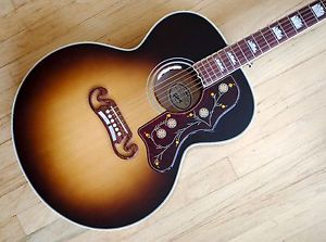2015 Gibson J-200 Standard Jumbo Acoustic Guitar Flame Maple Sunburst LR Baggs