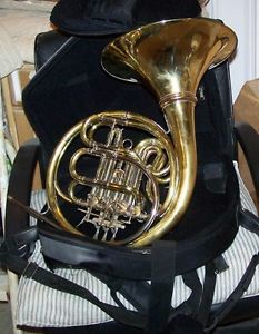S.W. LEWIS FRENCH HORN Lewis and Duerk LD x 5.  CASE IS MARKED MARCUS BONNA