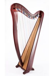 Heritage 34 string harp with semitone levers in mahogany