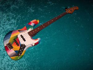 Beautiful custom painted Jazz Bass Fender American USA guitar vintage design