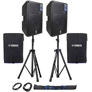 Package: (2) Yamaha DXR15 15” 2-Way, Bi-amp Powered Speakers Totaling 2200W Peak/1400W RMS + (2) Yamaha DXR15-COVER Soft Padded Covers + Pair of Rockville RVSS2-XLR Hevy Duty Adjustable Pro PA Speaker Stands + (2) 20' XLR Cables + Carrying Case