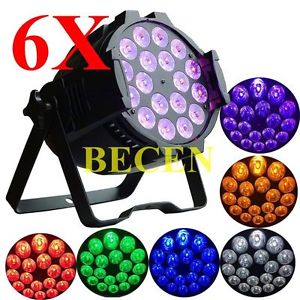 6pcs 18x18w 6 in 1 led par 64 stage dj lighting rgbwa uv par led light for Party