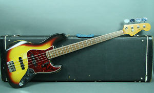 1966 Fender Jazz Electric Bass Guitar Vintage American Sunburst Finish w/OHSC