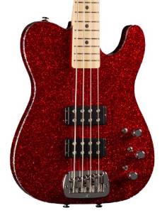 G&L USA ASAT Tom Hamilton Signature Bass, Red Metal Flake, Maple