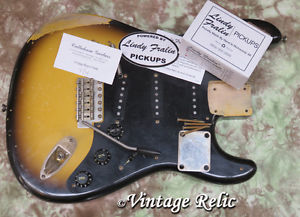 aged loaded nitro aged Stratocaster body Fralin pups Callaham bridge Fender pick
