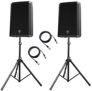 2x EV ZLX15P two-way15" 1000W active speakers + STANDS AND CABLES