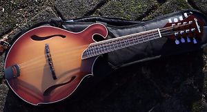 NEU Breedlove Sunburst  modern F-Style Bluegrass Mandoline vollmassiv mit Tasche