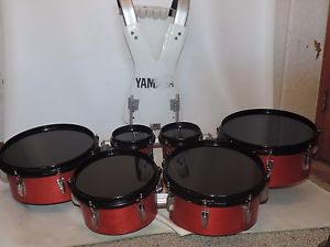Yamaha Marching Band Tenors Sextet Sixes Drums with Carrier 6 6 10 12 13 14 Red