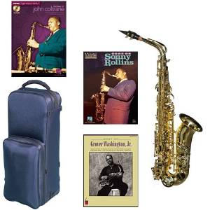 Virtuoso Series Professional Alto Saxophone Clear Lacquer Deluxe w/3 Pack of Legends books: Best of John Coltrane, Sonny Collins & Grover Washington Jr.