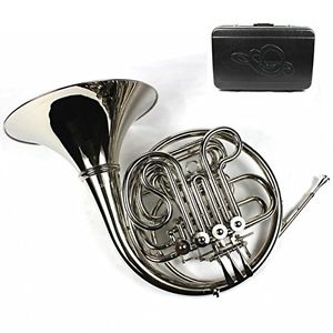 Moz Monel Rotors Bb/F 4 Keys Double French Horn w/Case & Mouthpiece-Nickel