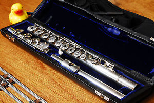 Pearl PF-885 Handmade in Japan All Silver Open Hole B-foot Flute BEAUTIFUL
