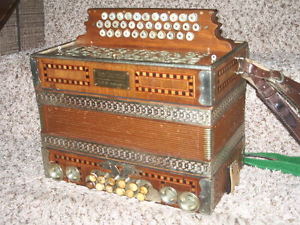Vintage Austrian Franz Hochholzer 3 Row Diatonic Button Box Accordion C-F-Bb
