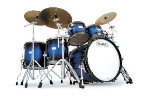 Mapex Saturn Series Walnut and Maple Standard 5-Piece Drum Set in Blue Galaxy Sparkle Burst Lacquer Finish