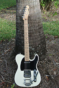 2008 FENDER STANDARD WHITE TELECASTER ELECTRIC GUITAR with BIGSBY TREMOLO! #C210