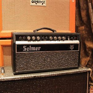 Vintage 1968 Selmer Treble N' Bass 50 Reverb Black Silver Amplifier w/ Cover