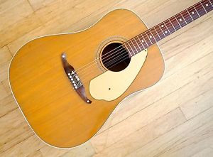 1965 Fender King Vintage Acoustic Guitar Dreadnought Kingman w/ Hard Case
