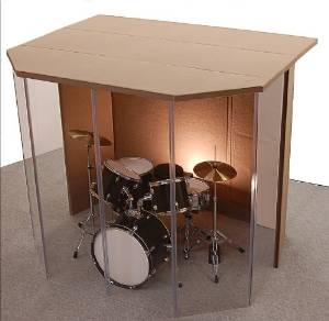 Drum Booth - Drum Enclosure - Drum Shield "Silencer" Studio 6 Black with Door