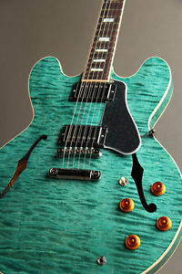 Free Shipping New Gibson Memphis ES-335 Figured Top 2016 Limited Turquoise Stain