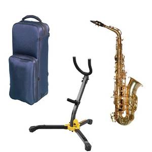 Virtuoso Series Professional Alto Saxophone Deluxe Unlacquered w/Hercules Sax Stand with Bag
