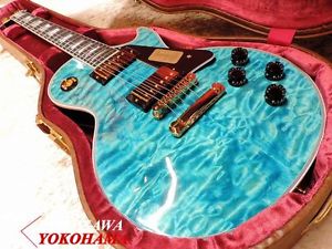 Gibson Custom Shop Les Paul Custom 3A Quilt Top M2M Aqua Blue Electric Guitar